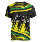 Panthers Rugby Mascot Women V-Neck T-Shirt Fierce Athlete Graphic in Sports Style