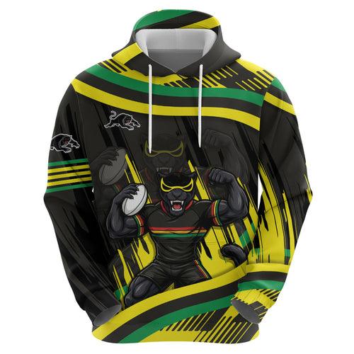 Panthers Rugby Mascot Zip Hoodie Fierce Athlete Graphic in Sports Style