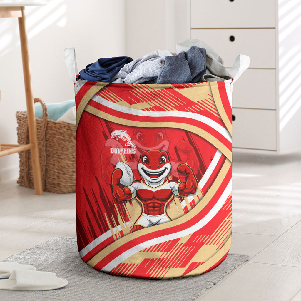 Dolphins Rugby Mascot Laundry Basket Fierce Athlete Graphic in Sports Style