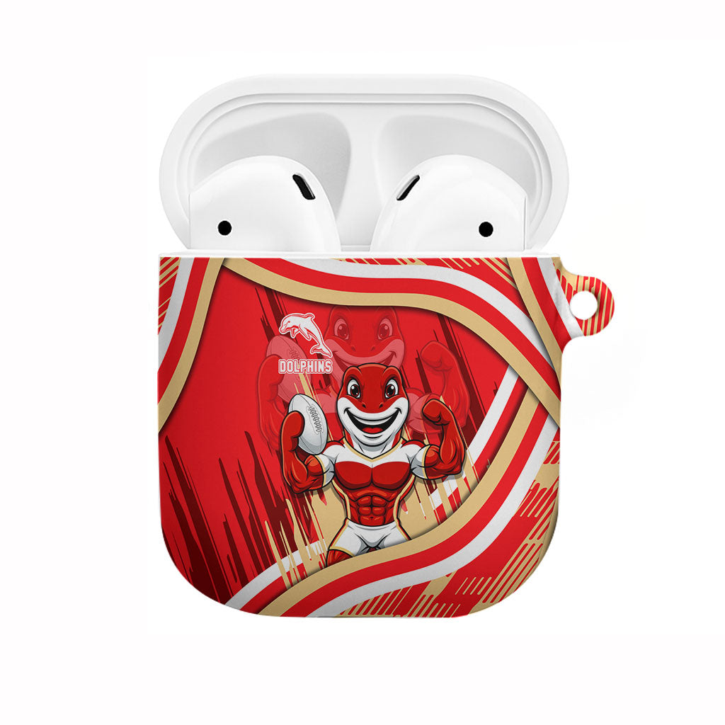 Dolphins Rugby Mascot AirPods Case Fierce Athlete Graphic in Sports Style