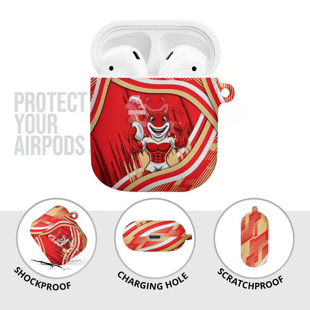 Dolphins Rugby Mascot AirPods Case Fierce Athlete Graphic in Sports Style