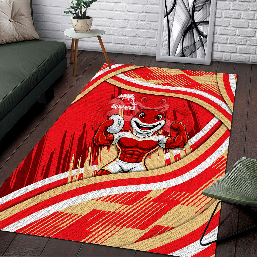 Dolphins Rugby Mascot Area Rug Fierce Athlete Graphic in Sports Style