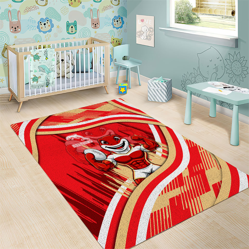 Dolphins Rugby Mascot Area Rug Fierce Athlete Graphic in Sports Style