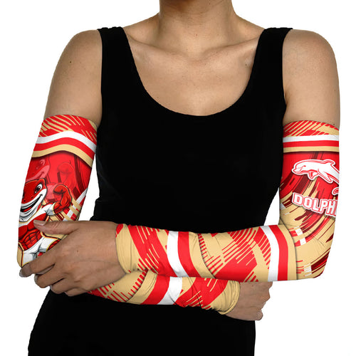 Dolphins Rugby Mascot Arm Sleeves Fierce Athlete Graphic in Sports Style