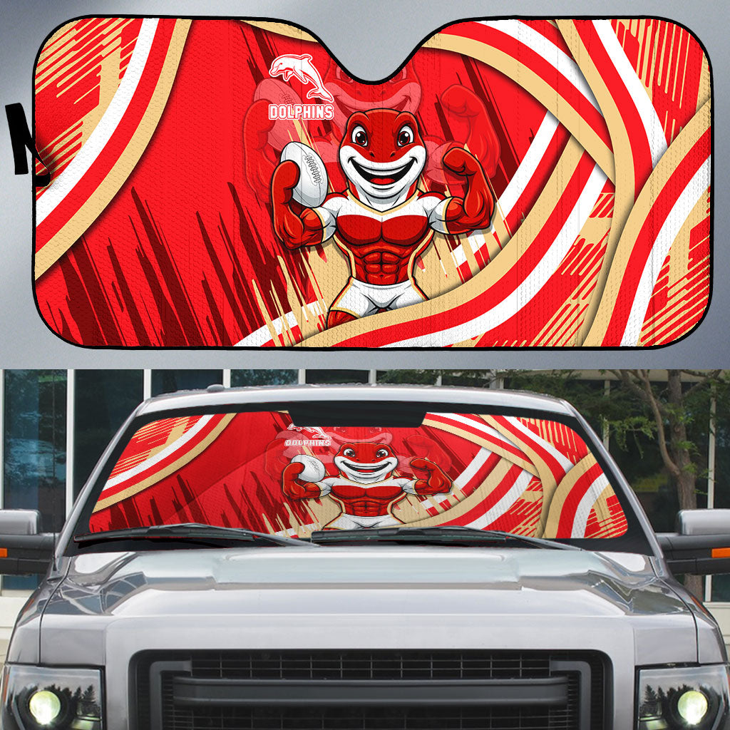 Dolphins Rugby Mascot Auto Sun Shade Fierce Athlete Graphic in Sports Style