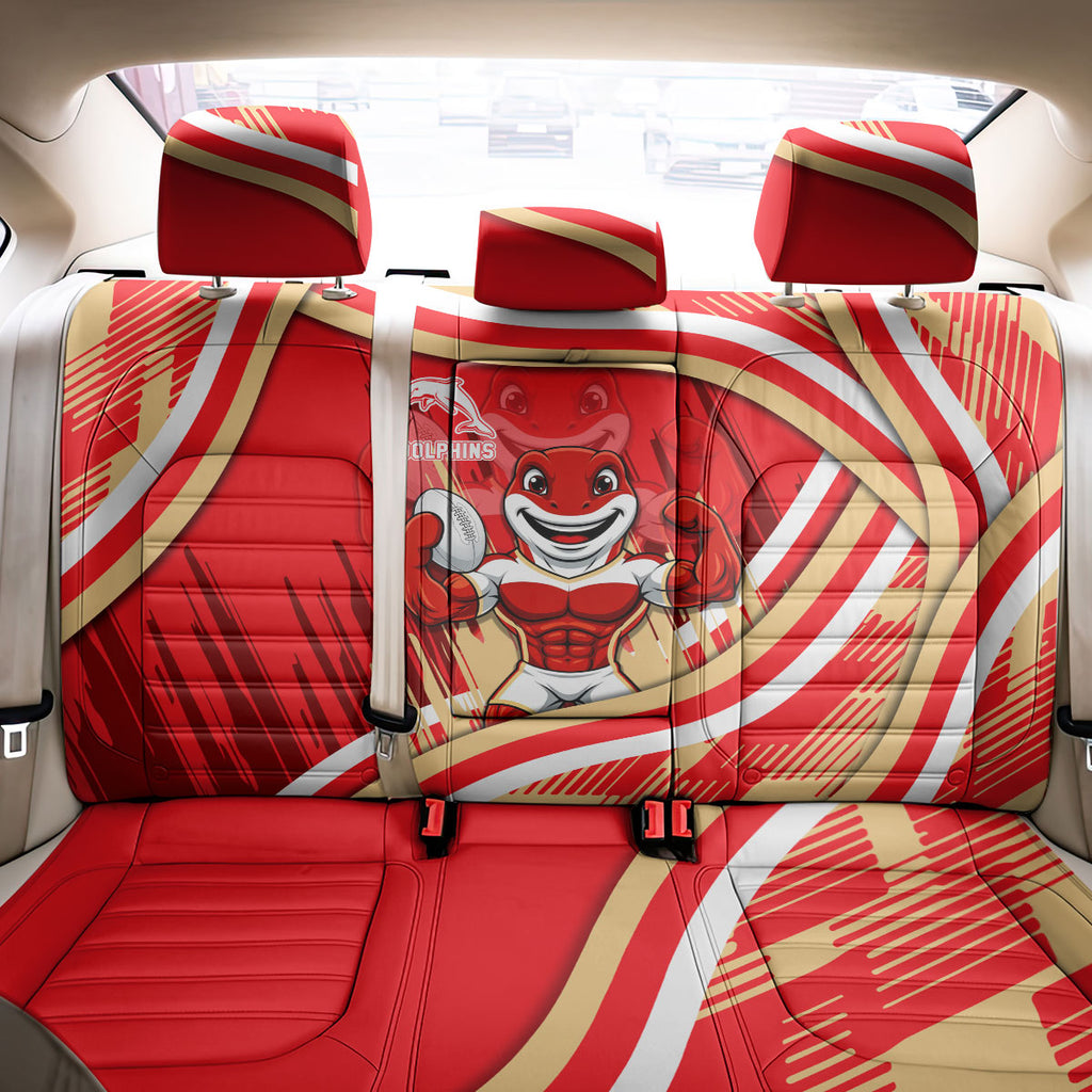 Dolphins Rugby Mascot Back Car Seat Cover Fierce Athlete Graphic in Sports Style