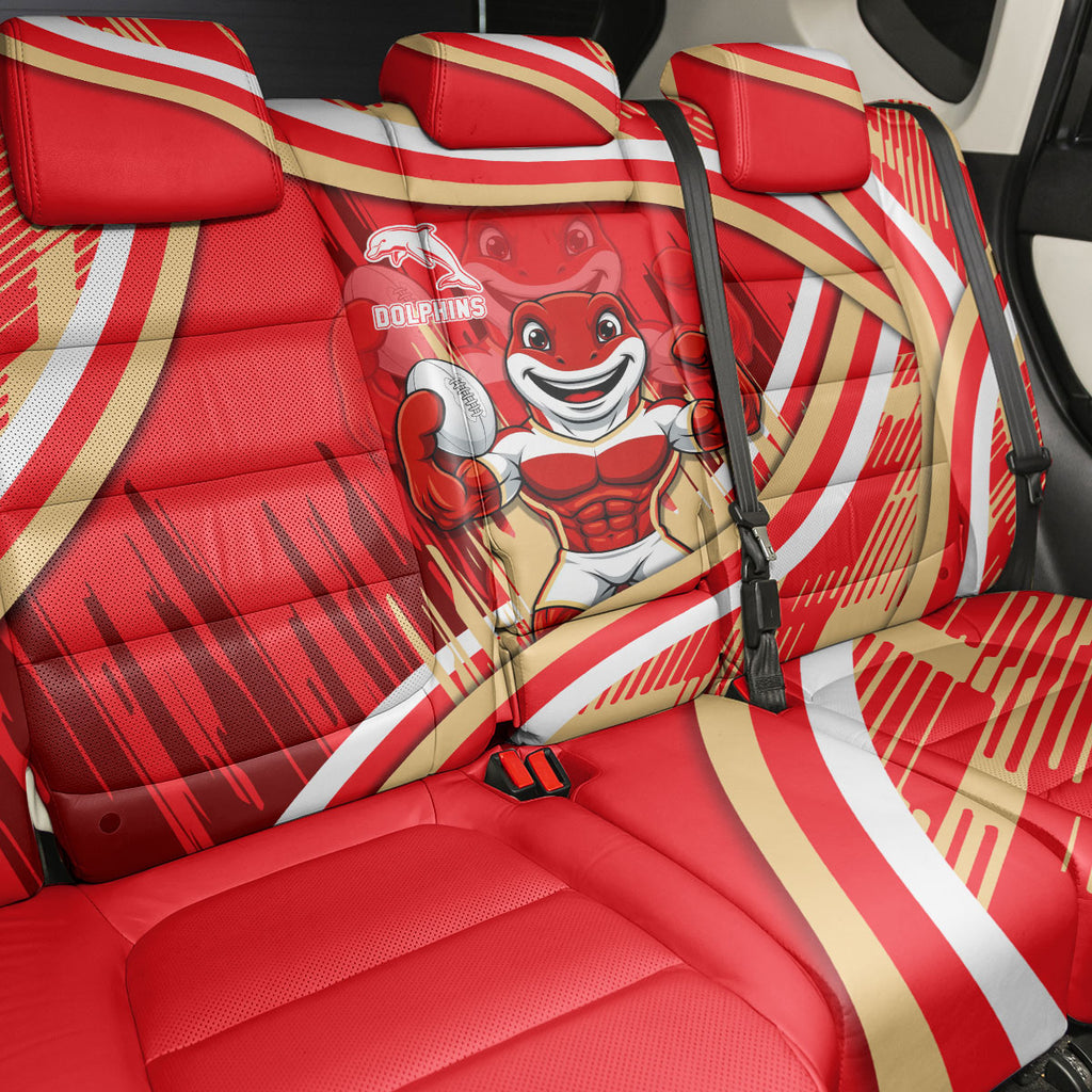 Dolphins Rugby Mascot Back Car Seat Cover Fierce Athlete Graphic in Sports Style