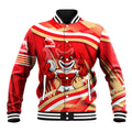Dolphins Rugby Mascot Baseball Jacket Fierce Athlete Graphic in Sports Style