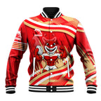 Dolphins Rugby Mascot Baseball Jacket Fierce Athlete Graphic in Sports Style