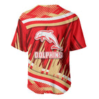 Dolphins Rugby Mascot Baseball Jersey Fierce Athlete Graphic in Sports Style