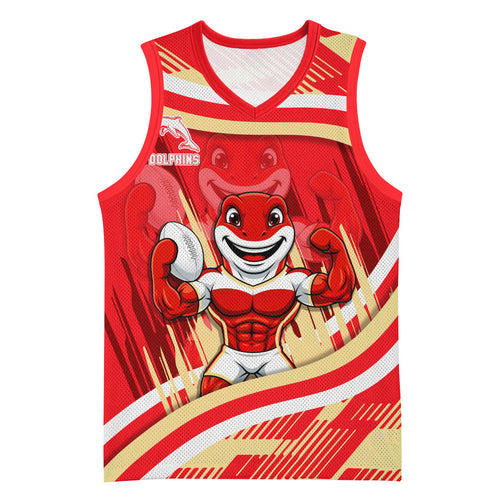 Dolphins Rugby Mascot Basketball Jersey Fierce Athlete Graphic in Sports Style