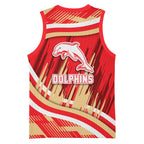 Dolphins Rugby Mascot Basketball Jersey Fierce Athlete Graphic in Sports Style