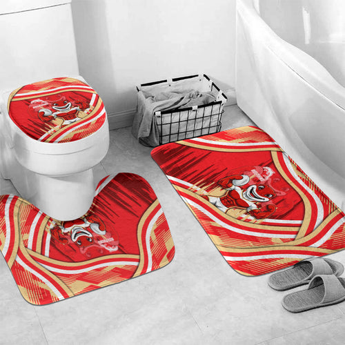 Dolphins Rugby Mascot Bathroom Set Fierce Athlete Graphic in Sports Style