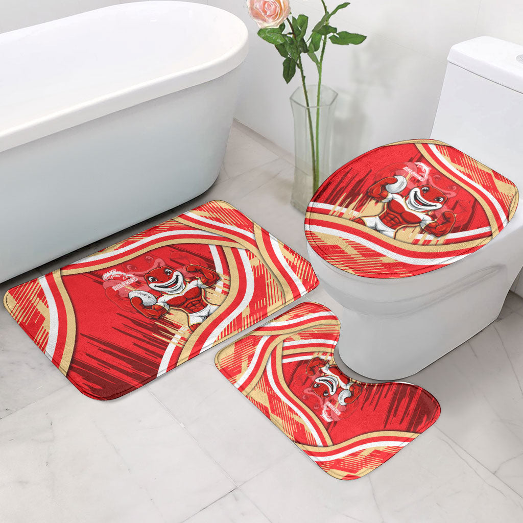 Dolphins Rugby Mascot Bathroom Set Fierce Athlete Graphic in Sports Style