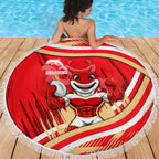 Dolphins Rugby Mascot Beach Blanket Fierce Athlete Graphic in Sports Style