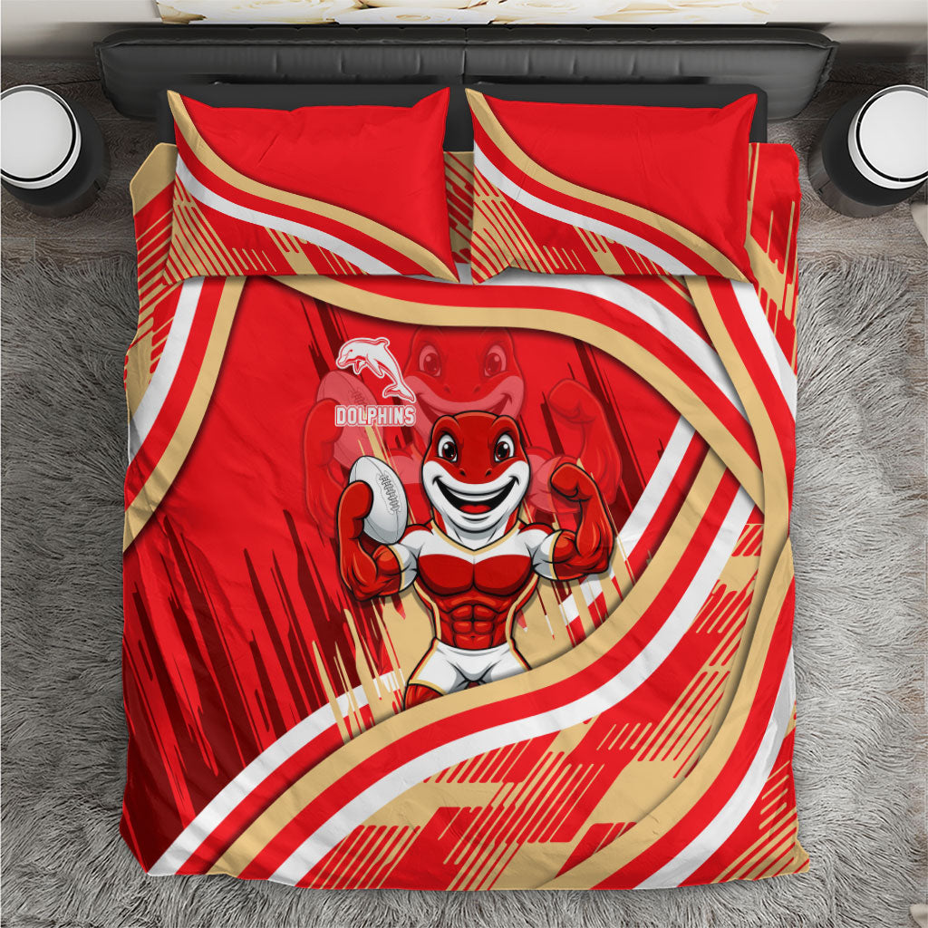 Dolphins Rugby Mascot Bedding Set Fierce Athlete Graphic in Sports Style