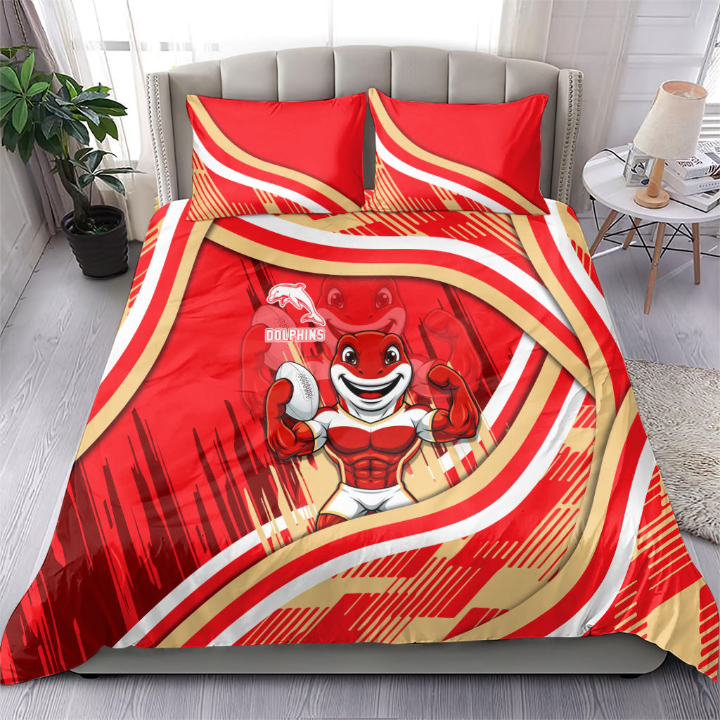 Dolphins Rugby Mascot Bedding Set Fierce Athlete Graphic in Sports Style