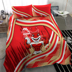Dolphins Rugby Mascot Bedding Set Fierce Athlete Graphic in Sports Style