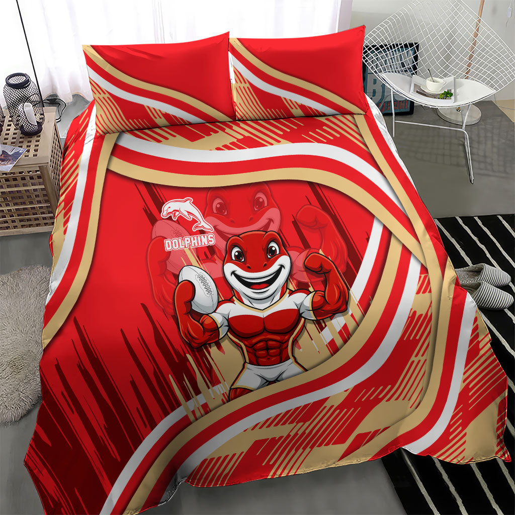 Dolphins Rugby Mascot Bedding Set Fierce Athlete Graphic in Sports Style