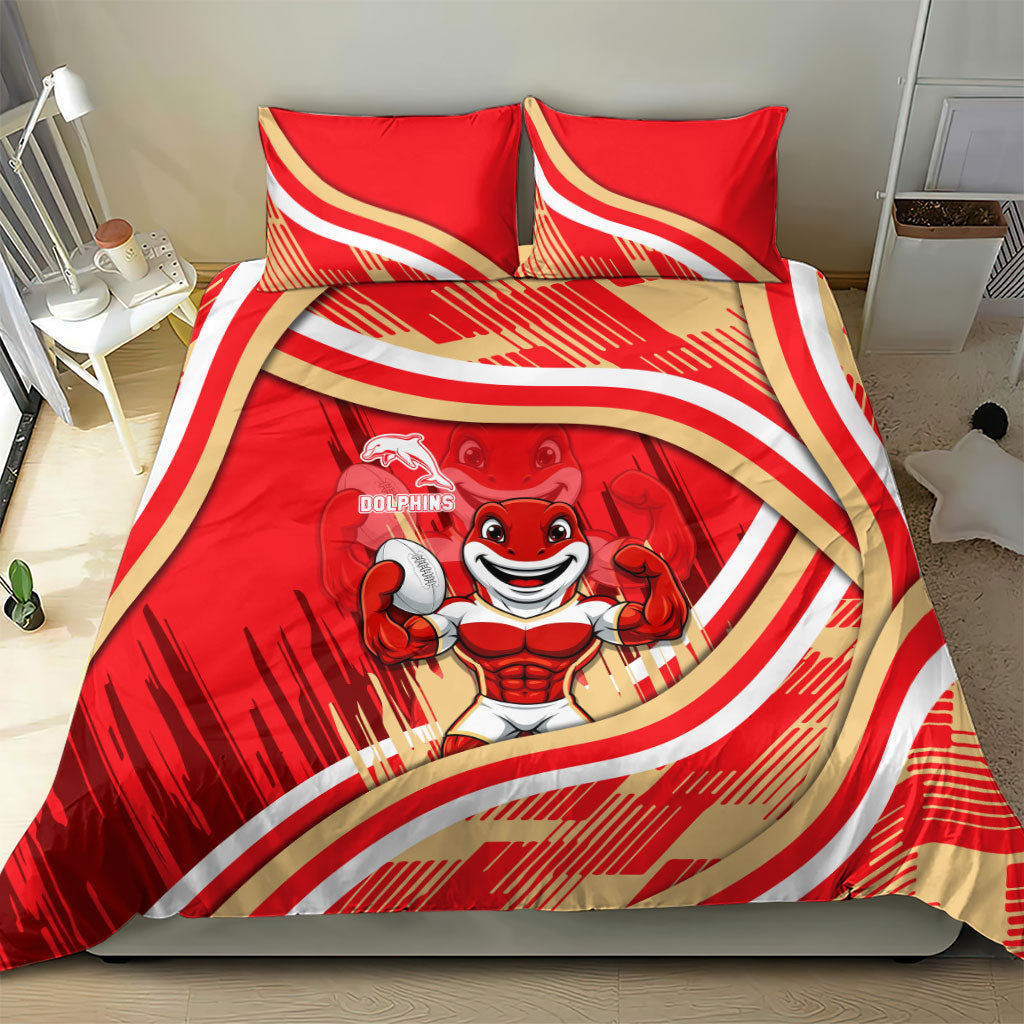 Dolphins Rugby Mascot Bedding Set Fierce Athlete Graphic in Sports Style
