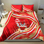 Dolphins Rugby Mascot Bedding Set Fierce Athlete Graphic in Sports Style