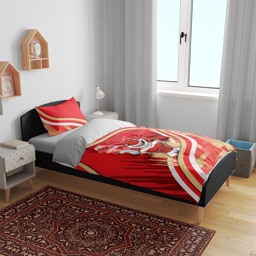 Dolphins Rugby Mascot Bedding Set Fierce Athlete Graphic in Sports Style