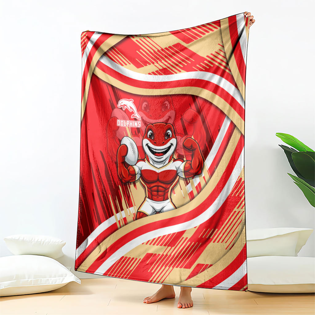 Dolphins Rugby Mascot Blanket Fierce Athlete Graphic in Sports Style