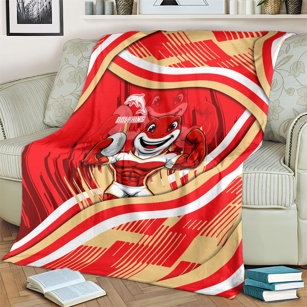 Dolphins Rugby Mascot Blanket Fierce Athlete Graphic in Sports Style