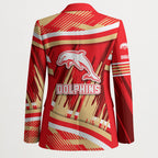Dolphins Rugby Mascot Blazer Fierce Athlete Graphic in Sports Style