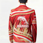 Dolphins Rugby Mascot Blazer Fierce Athlete Graphic in Sports Style