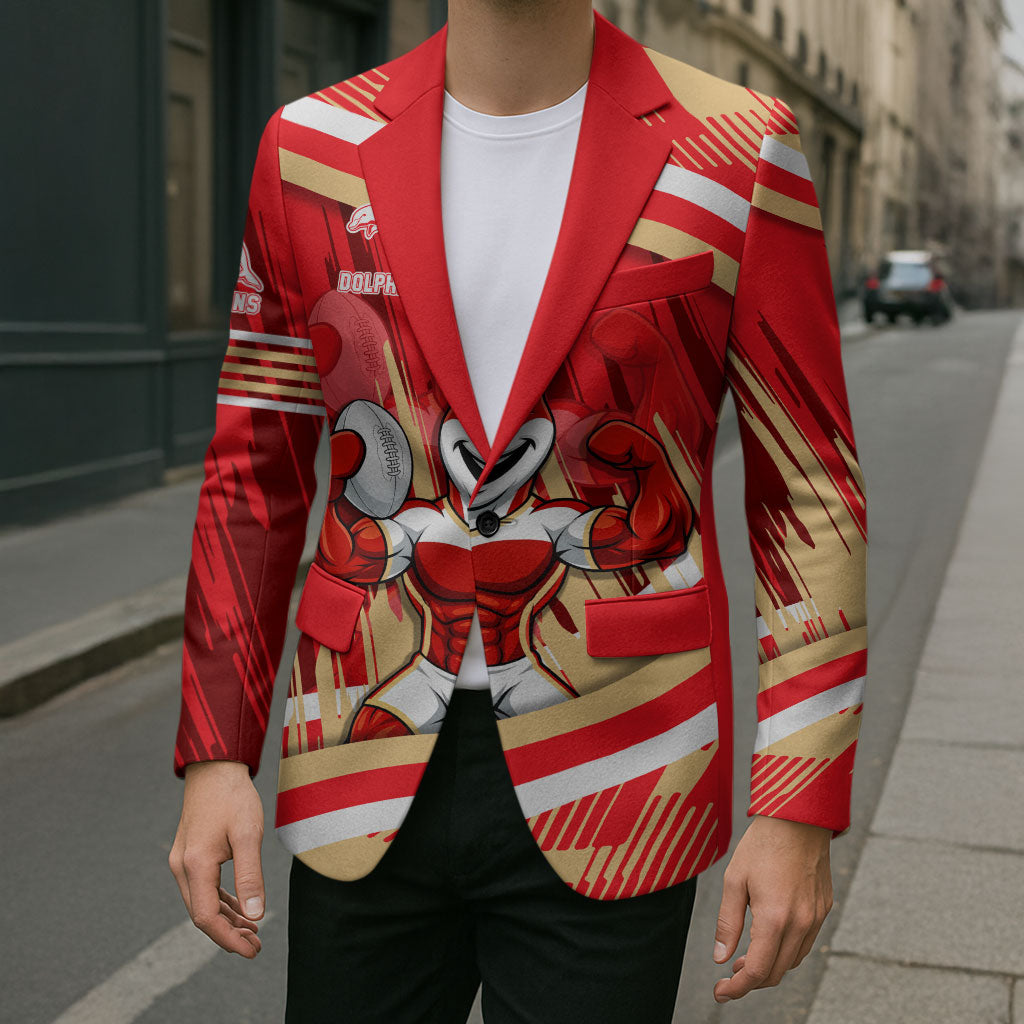 Dolphins Rugby Mascot Blazer Fierce Athlete Graphic in Sports Style