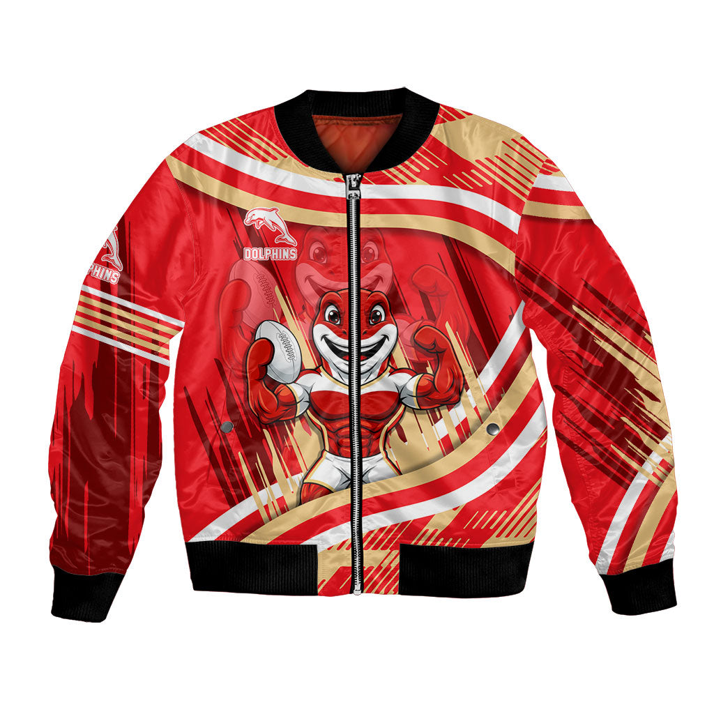 Dolphins Rugby Mascot Bomber Jacket Fierce Athlete Graphic in Sports Style