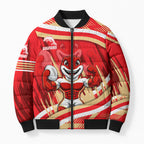 Dolphins Rugby Mascot Bomber Puffer Jacket Fierce Athlete Graphic in Sports Style
