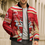 Dolphins Rugby Mascot Bomber Puffer Jacket Fierce Athlete Graphic in Sports Style