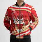 Dolphins Rugby Mascot Bomber Puffer Jacket Fierce Athlete Graphic in Sports Style