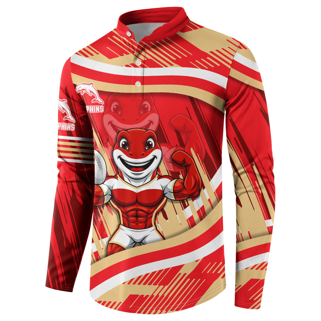 Dolphins Rugby Mascot Button Sweatshirt Fierce Athlete Graphic in Sports Style