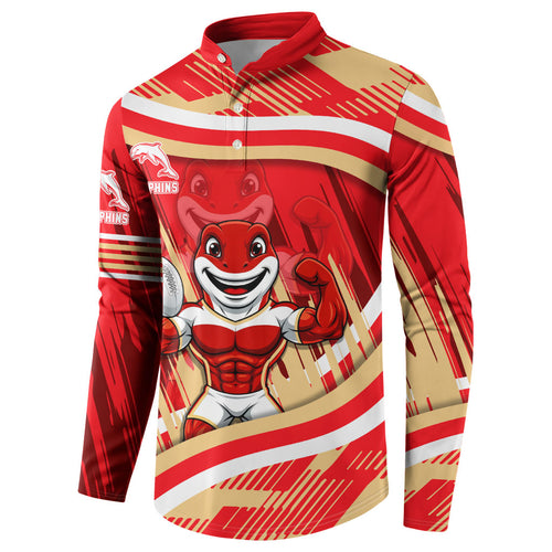 Dolphins Rugby Mascot Button Sweatshirt Fierce Athlete Graphic in Sports Style