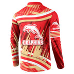 Dolphins Rugby Mascot Button Sweatshirt Fierce Athlete Graphic in Sports Style