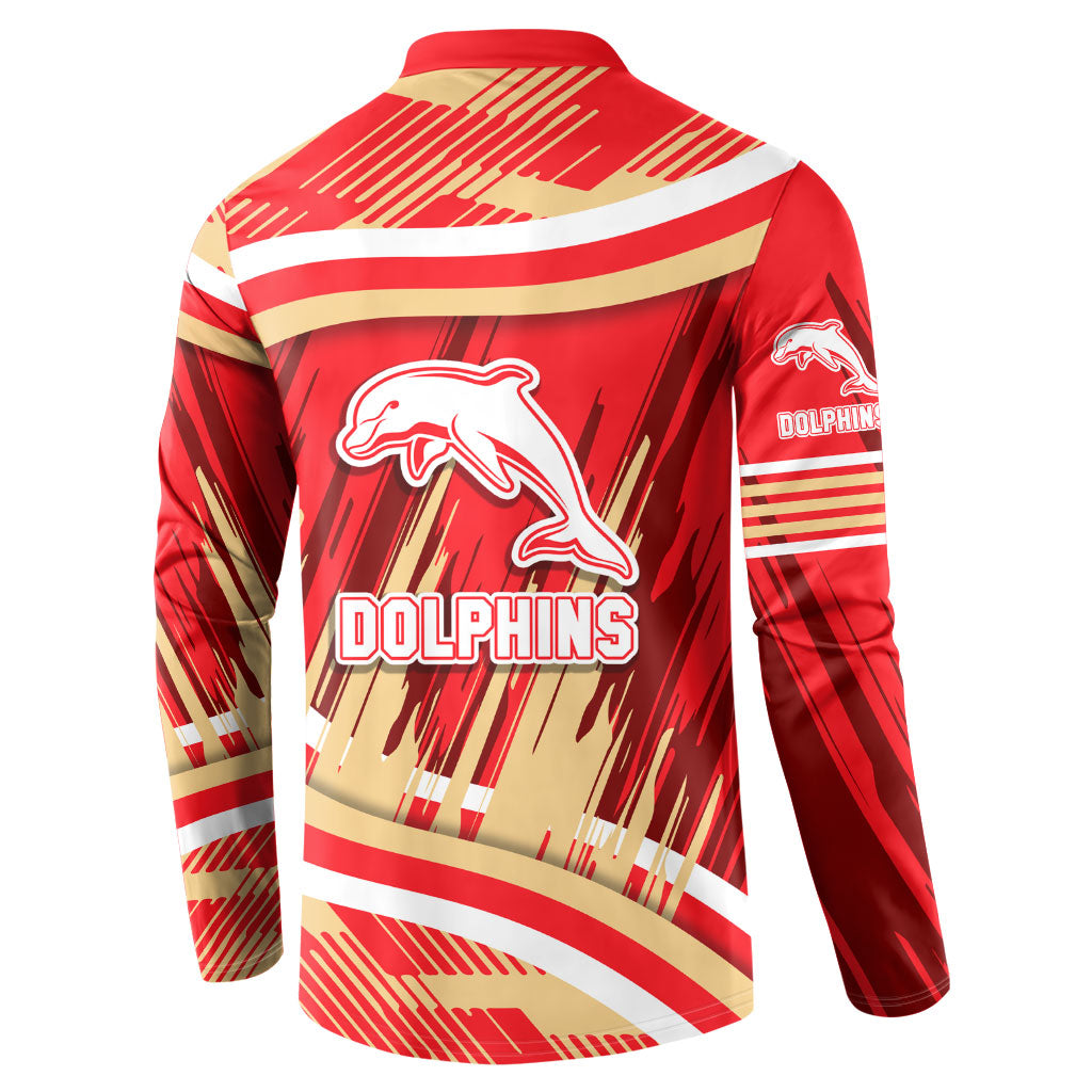Dolphins Rugby Mascot Button Sweatshirt Fierce Athlete Graphic in Sports Style