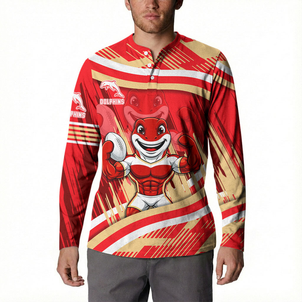 Dolphins Rugby Mascot Button Sweatshirt Fierce Athlete Graphic in Sports Style