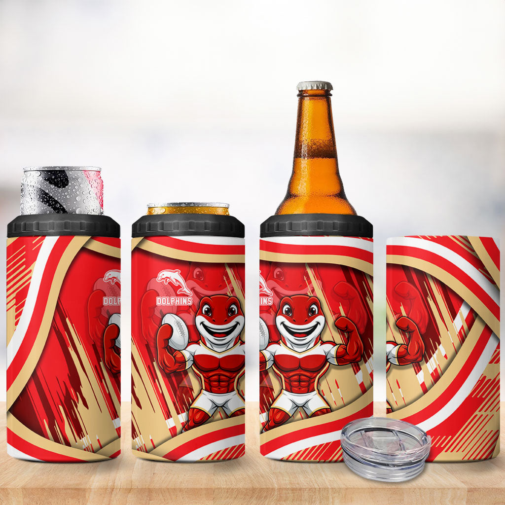 Dolphins Rugby Mascot 4 in 1 Can Cooler Tumbler Fierce Athlete Graphic in Sports Style