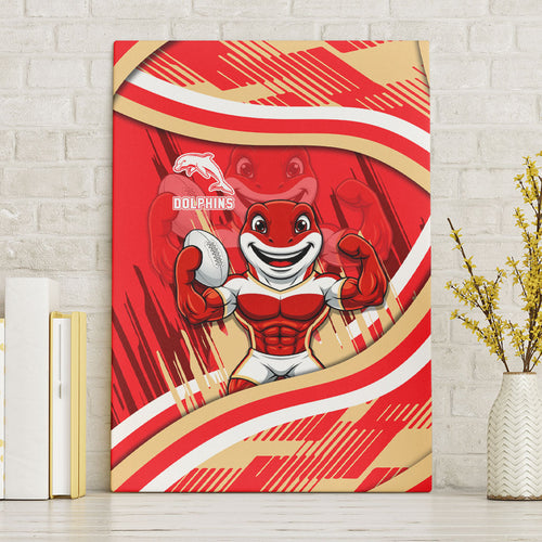 Dolphins Rugby Mascot Canvas Wall Art Fierce Athlete Graphic in Sports Style