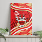 Dolphins Rugby Mascot Canvas Wall Art Fierce Athlete Graphic in Sports Style