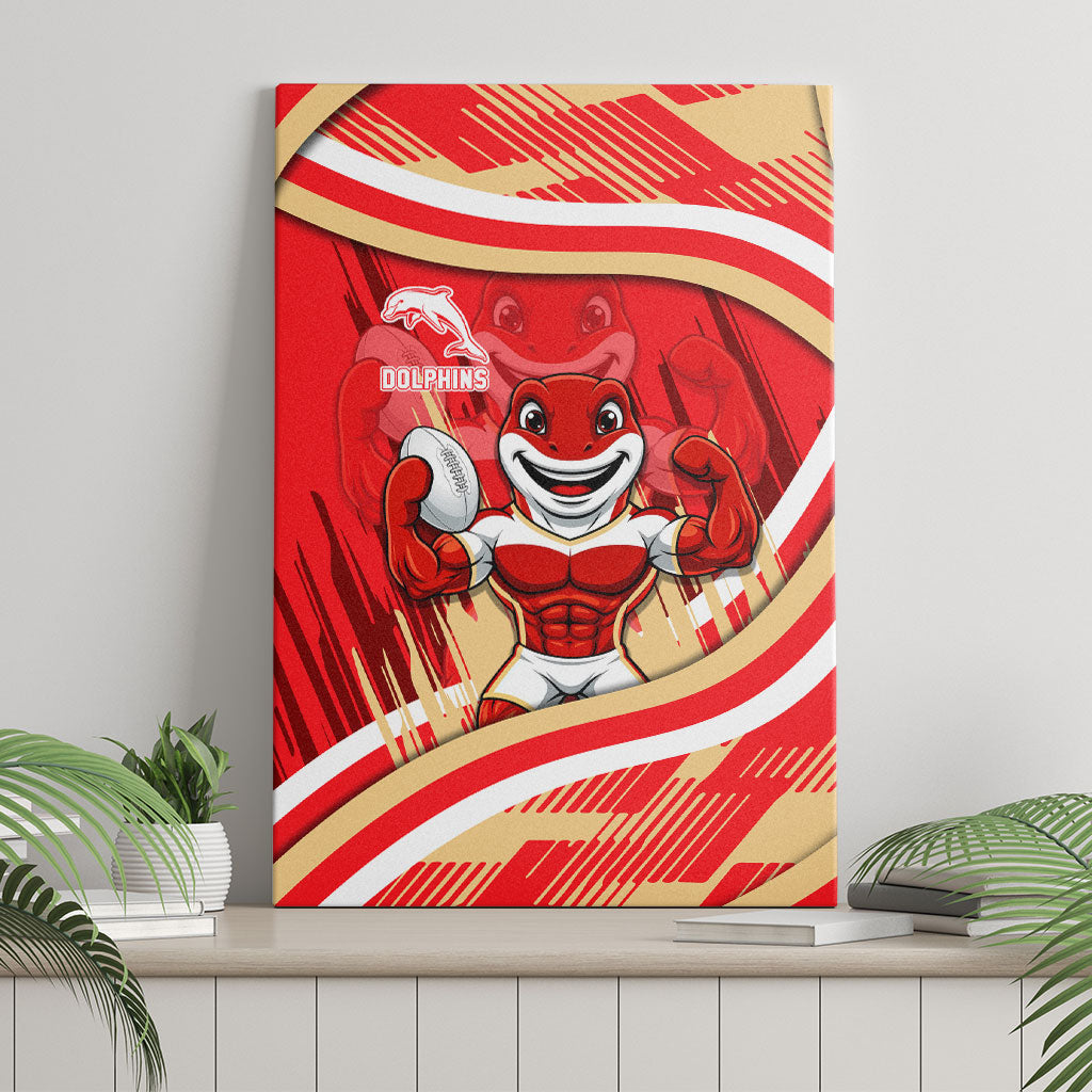 Dolphins Rugby Mascot Canvas Wall Art Fierce Athlete Graphic in Sports Style
