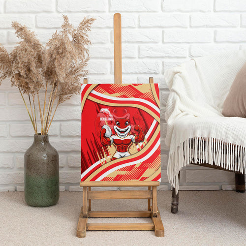 Dolphins Rugby Mascot Canvas Wall Art Fierce Athlete Graphic in Sports Style