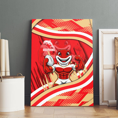 Dolphins Rugby Mascot Canvas Wall Art Fierce Athlete Graphic in Sports Style