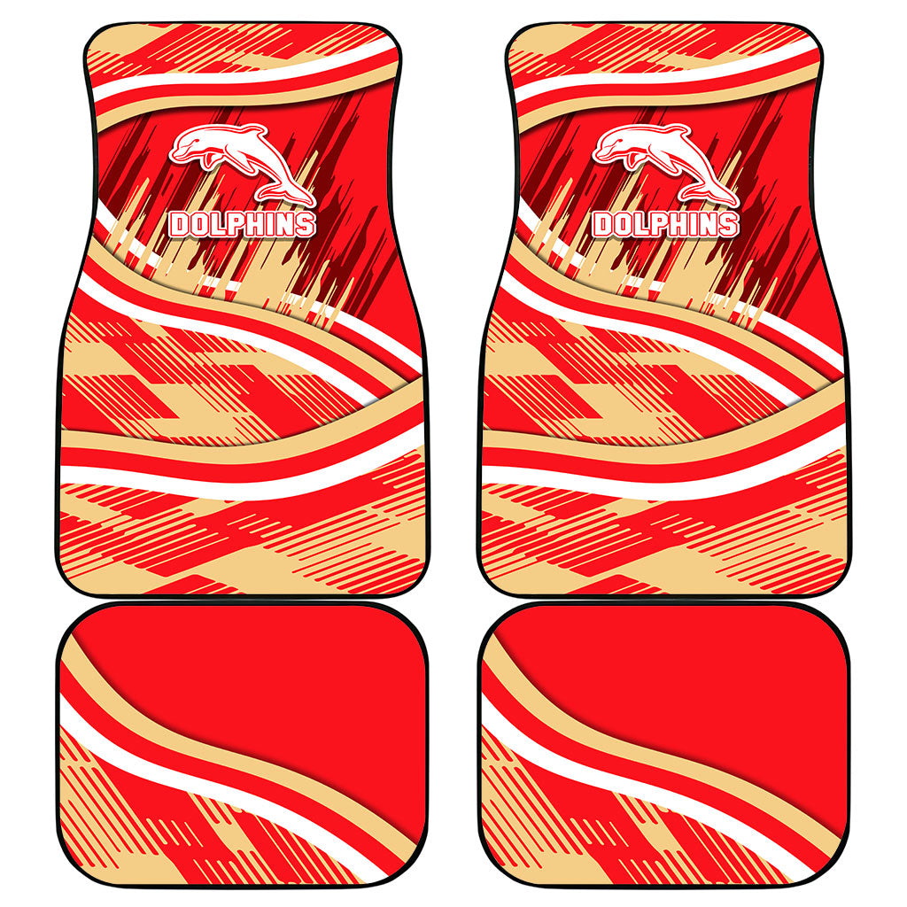 Dolphins Rugby Mascot Car Mats Fierce Athlete Graphic in Sports Style