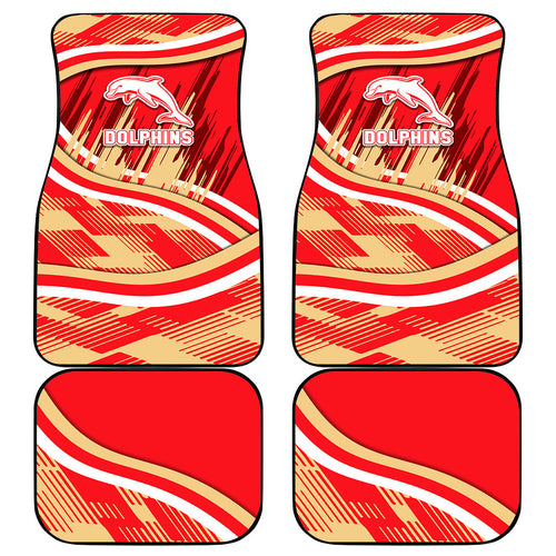 Dolphins Rugby Mascot Car Mats Fierce Athlete Graphic in Sports Style