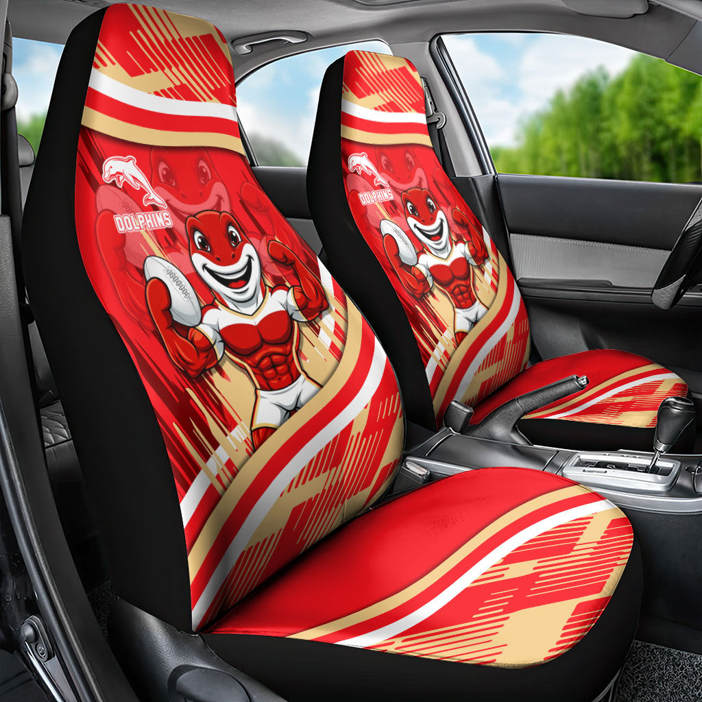 Dolphins Rugby Mascot Car Seat Cover Fierce Athlete Graphic in Sports Style