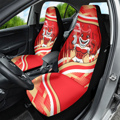 Dolphins Rugby Mascot Car Seat Cover Fierce Athlete Graphic in Sports Style